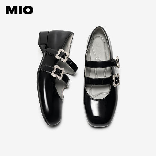 MIO米奥2026春季新款圆头粗跟甜美风多字式扣带花朵饰扣玛丽珍鞋M261413671 商品图3