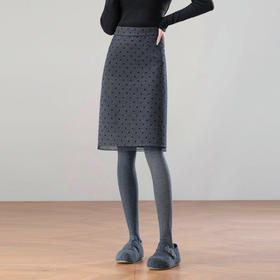 「自」全新升级【铂金会员146/天猫199/差价53】(14025)洛诗琳气质波点毛呢半身裙2025冬季高腰显瘦花边拼接包臀裙