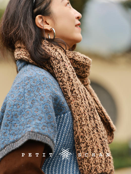 PETIT SCHAN小闪 ACC#049 difficult call 好纠结 骆驼绒牦牛绒手纺纱手编彩点围巾 商品图5