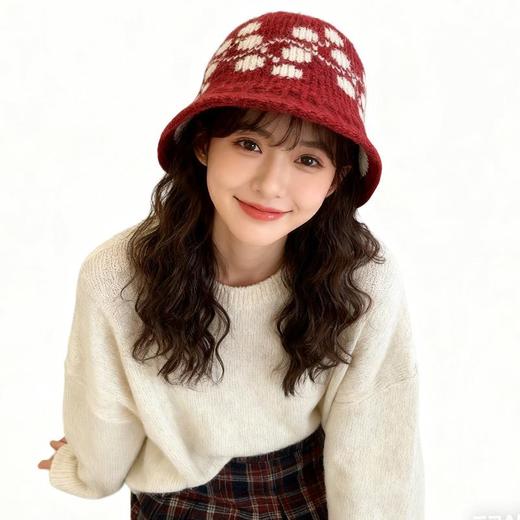 新款冬季户外帽子男复古提花渔夫针织帽女混纺羊毛防寒保暖帽子女 商品图2