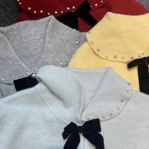 青乔慕染&减龄珍珠娃娃领蝴蝶结开衫N1388 商品图1