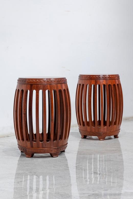 红桥红  家具严选  缅甸花梨（大果紫檀）【48 木面 直棂式鼓凳】 商品图1