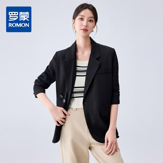 罗蒙女士西服外套舒适透气优雅干练气质职业商务休闲单西外套女 商品图0