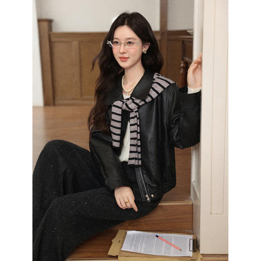 鹿向南「垂影流光」黑灰色阔腿裤女今年流行秋冬加绒加厚休闲裤子 商品图3