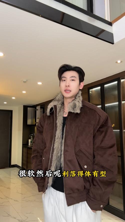 1317SDSA男士秋冬新款痞帅男装美式复古座山雕立领夹克外套百搭宽松 商品图0