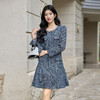 奢姿大码女装2026冬季胖妹妹蓝色气质名媛小香风钉珠连衣裙百褶裙9954853783 商品缩略图0