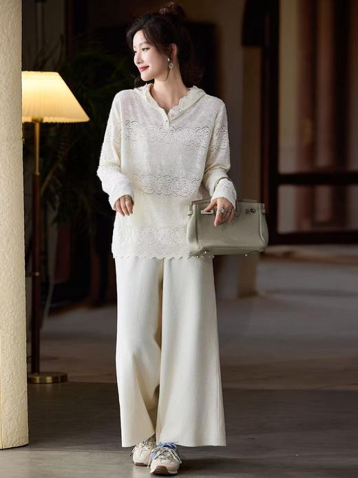 冬日里白月光绝美天使打底法式植绒蕾丝帽衫 商品图3