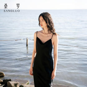 经典优雅』桑罗荡领细带睡裙桑蚕丝女百搭吊带长裙可外穿
