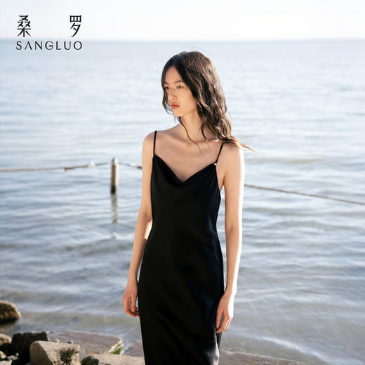 经典优雅』桑罗荡领细带睡裙桑蚕丝女百搭吊带长裙可外穿 商品图0