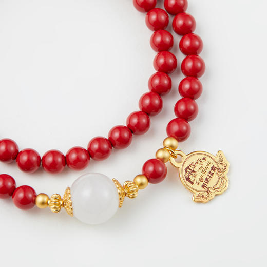 朱砂和田玉双圈手链 商品图2