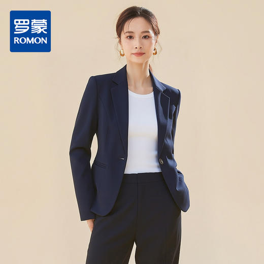 【上衣+裤子】罗蒙女士西装套装职场商务通勤优雅干练精致有型两件套 商品图0