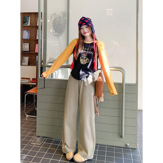 <曾小咸推荐>美式撞色长袖t恤上衣女 商品图4