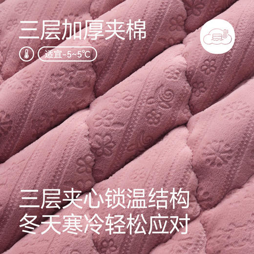 芬腾睡衣女冬季三层加厚珊瑚绒夹棉套装女款加绒抗静电家居服棉袄 商品图1