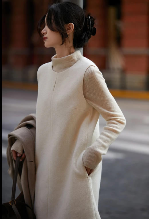 C*S同款顶级质感冬日叠穿神器极简羊毛醋酸背心裙 商品图5