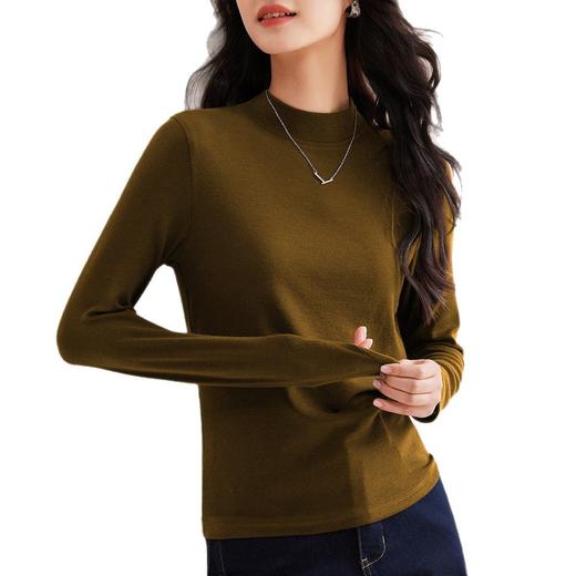 「自j」全新升级【铂金会员119/天猫159/差价40】(02500)洛诗琳纯色半高领打底衫2026早春新款高级感百搭打底T恤女 商品图4