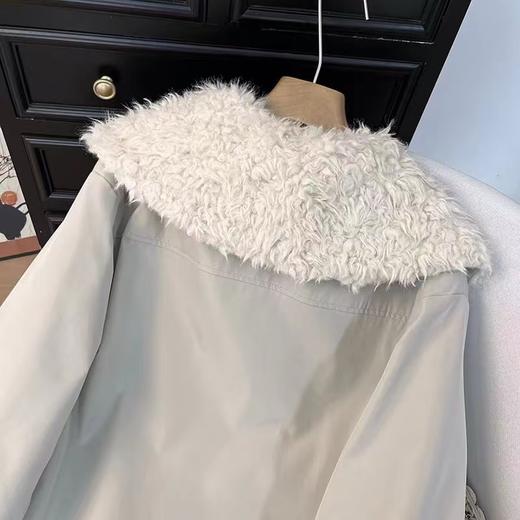 D122405冬季工装羊羔毛派克服大码宽松保暖大翻领海军领保暖外套女 商品图9