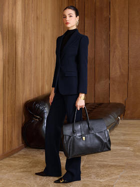 IWY/商务风藏青色西装套装女冬季新款收腰职业装通勤气质两件套工作服CP2579