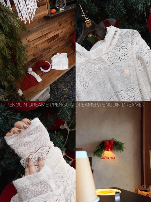 冬日里白月光绝美天使打底法式植绒蕾丝帽衫 商品图10