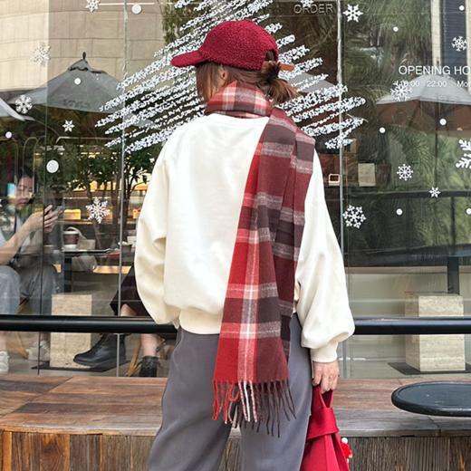 壁虎瑜伽【2512PJ459】羊绒手感新年格子围巾 （5天发货） 商品图5