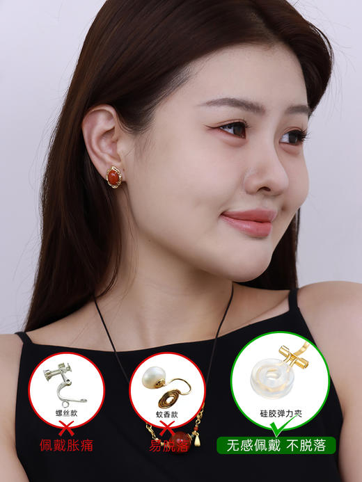 【挚友限定】赤韵 18k金南红耳夹 商品图2