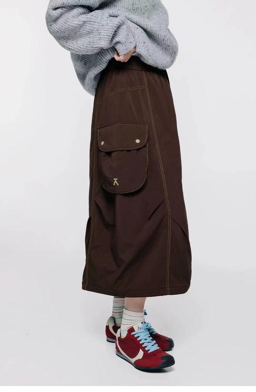 D122412秋冬防泼水明线夹棉长裙保暖厚款宽松半身裙 商品图1