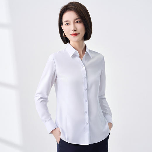 【含桑蚕丝莫代尔】罗蒙女士长袖衬衫舒适透气职业通勤气质轻盈舒适衬衣女 商品图7