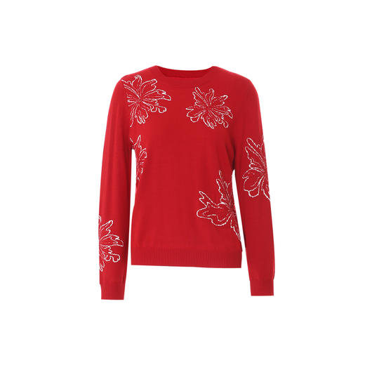 EITIE爱特爱2025春季新款时尚休闲宽松印花圆领舒适显瘦针织衫毛衣8101801 商品图5