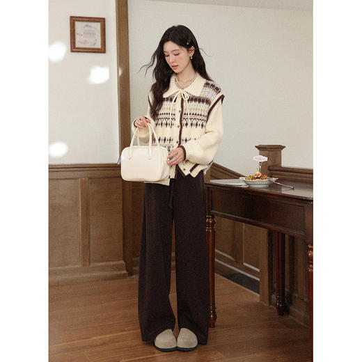 鹿向南「焦糖陷阱」美拉德咖色直筒休闲裤女冬季垂感高腰显瘦长裤 商品图2