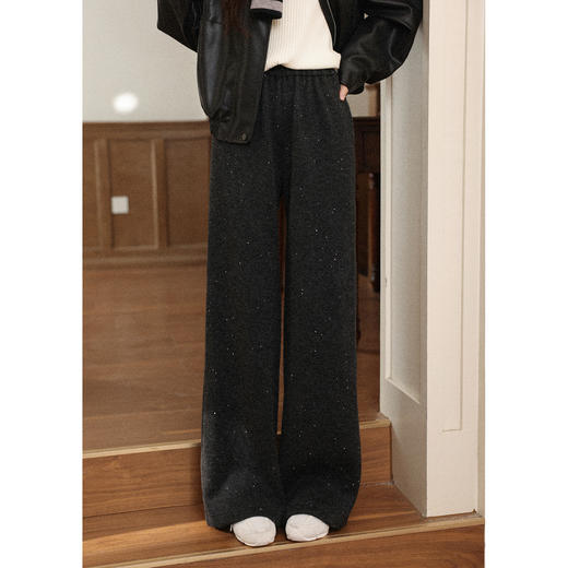鹿向南「垂影流光」黑灰色阔腿裤女今年流行秋冬加绒加厚休闲裤子 商品图4