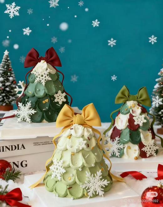 圣诞节系列绿色圣诞树蝴蝶结蛋糕-低糖处理无添加 商品图2