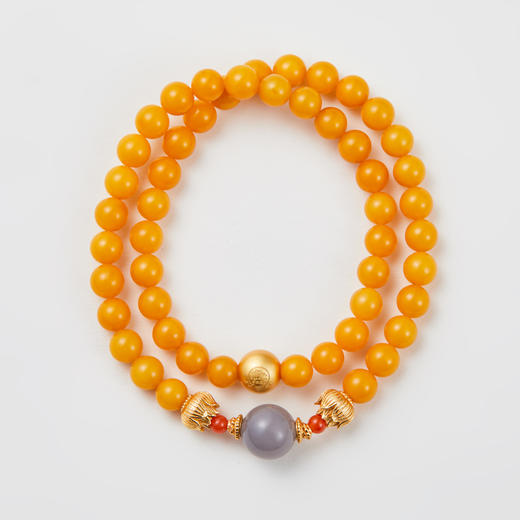 蜜蜡老色和田玉双圈手串 商品图1