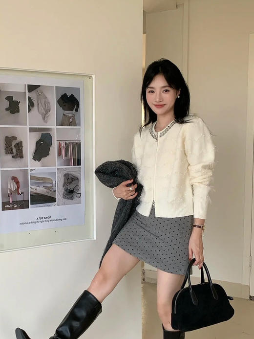 青乔慕染&财阀千金亮片领流苏双拉链毛衣N1376 商品图5