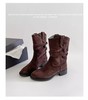 雪梵莱 【废土风美拉德堆堆靴】秋冬气质中筒 4cm跟高修饰腿型 显腿直显腿细  经典复古潮流百搭#Z 商品缩略图6