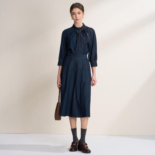 EITIE爱特爱高腰a字显瘦百搭仿牛仔面料2026春季新款半身裙A2606111 商品图3