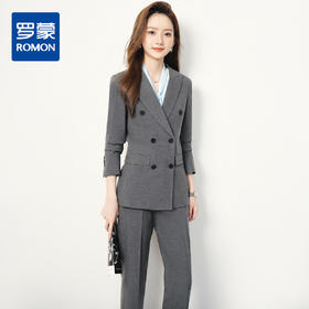 【上衣+裤子】罗蒙女士西服套装时尚创驳领职业装通勤舒适干练两件套女