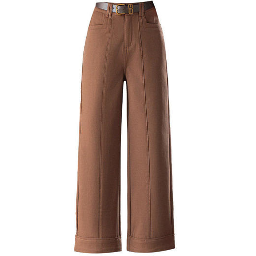 「自」全新升级【铂金会员165/天猫219/差价54】(14149)洛诗琳气质高腰直筒裤2025冬季新款加绒加厚显瘦九分休闲裤 商品图4