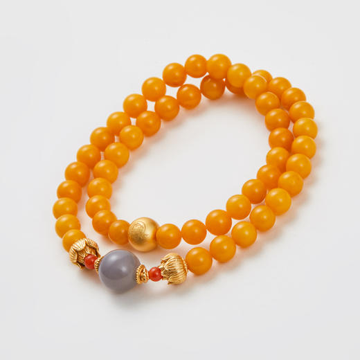 蜜蜡老色和田玉双圈手串 商品图2