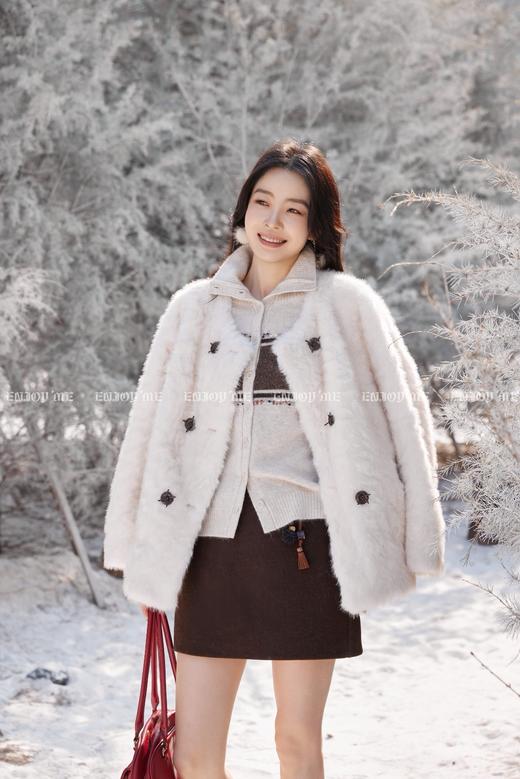 【门店同款】ENJOY冬季“暖冬软糖”双排扣毛毛外套 168843458 商品图1