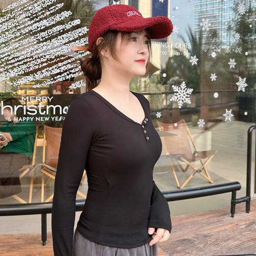 壁虎瑜伽【2512SY470】内搭修身V领一体杯胸T恤 （5天发货）（一体式胸垫） 商品图2