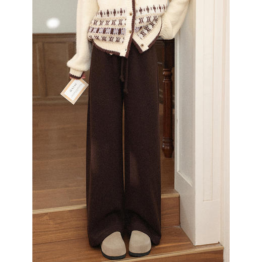 鹿向南「焦糖陷阱」美拉德咖色直筒休闲裤女冬季垂感高腰显瘦长裤 商品图3