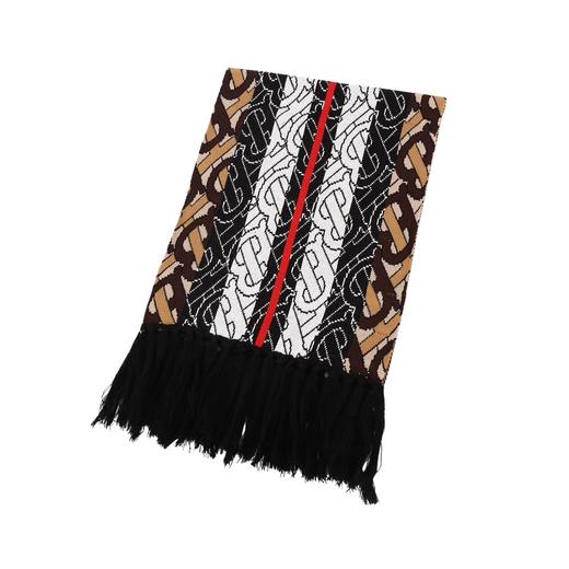 标识拼色条纹羊绒🧣围巾棕色！ 商品图5