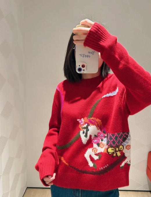 1224-1 极限特惠 ER新年系列 旋转木马提花 羊毛羊绒 圆领套头毛衣 商品图1