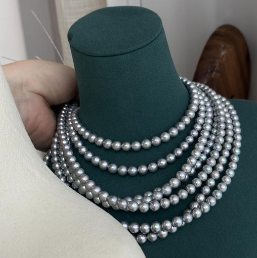 重磅！！双旦 宠粉福利 真多麻色akoya珠串 6-7mm ji光正圆细微瑕 微微生长痕迹 商品图2