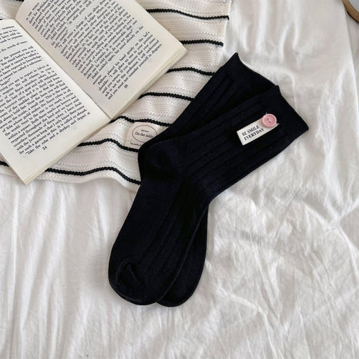 基础-简约纽扣布标中筒袜袜子-纪念日百货门店同款168996657 商品图2