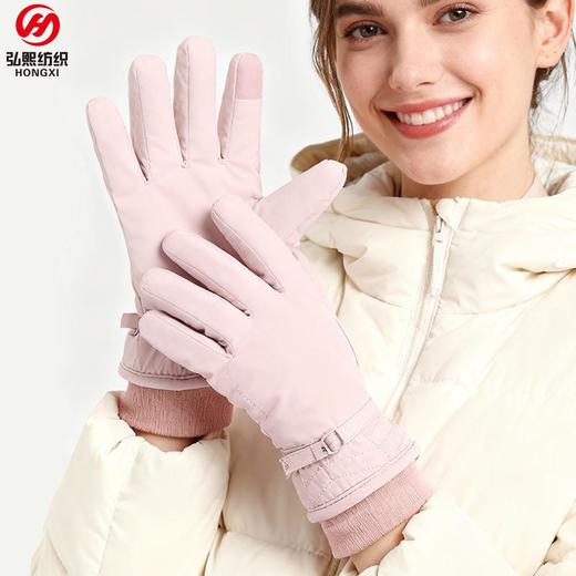 冬季加绒加厚户外防风骑行滑雪手套男厚绒毛保暖手套女触屏手套男 商品图0