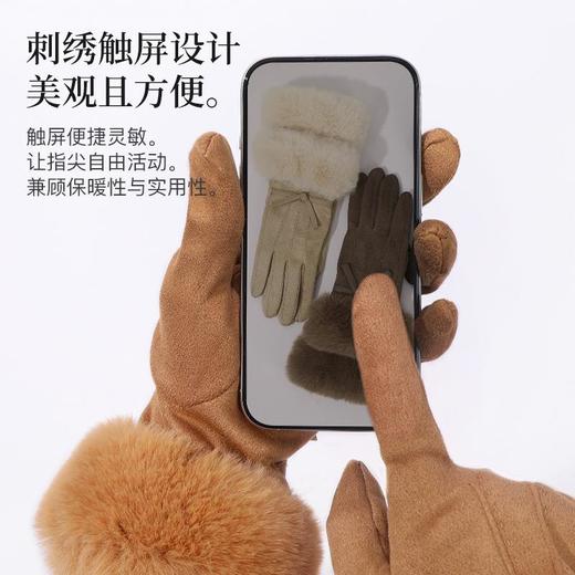 秋冬季手套女鹿皮绒绒毛腕口保暖手套男触屏手套男骑行滑雪手套女 商品图3
