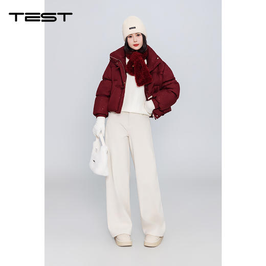 冬上新时尚复古酒红细闪立领棉衣2254193 商品图1