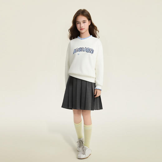 笛莎Deesha 童装女童卫衣2026春新款甜美撞色花边卫衣 商品图2