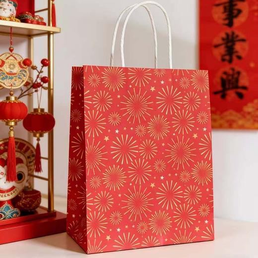 新年红色系手提袋 平安喜乐福气满满福到财来纸袋  礼品袋 糖果零食月饼外卖手提纸袋 商品图1