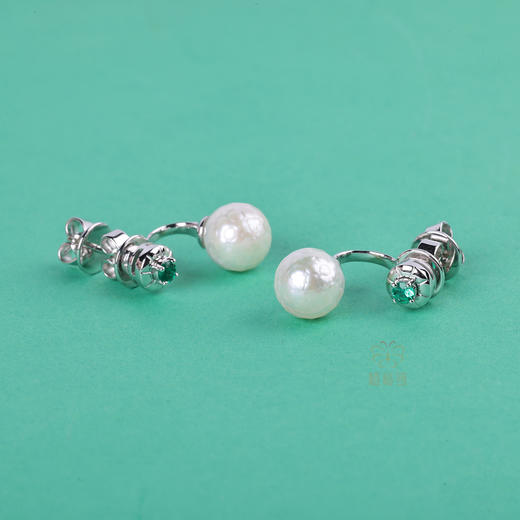 【绚美】祖母绿刻面珍珠耳钩-ZZ12408021 商品图3